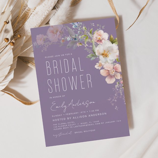 Dusty Purple Wildflower Bridal Shower Invitation Flyer (Creator Uploaded)