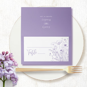 Dusty Purple Wildflower Floral Script Simple Place Card