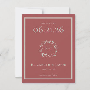 Dusty Red Berries and Leaves Save the Date