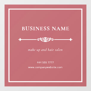 Dusty Red Business Salon Name White Frame Window Cling