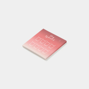 Dusty Red Pink Gradient Water Drinking Tracker Post-it Notes