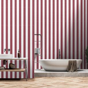 Dusty Red White 3 Inch Wide Circus Stripe Wallpaper