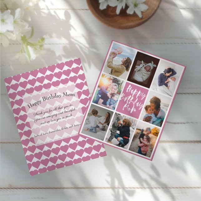 Dusty Rose 8 Photo Collage Happy Birthday Mum (Creator Uploaded)