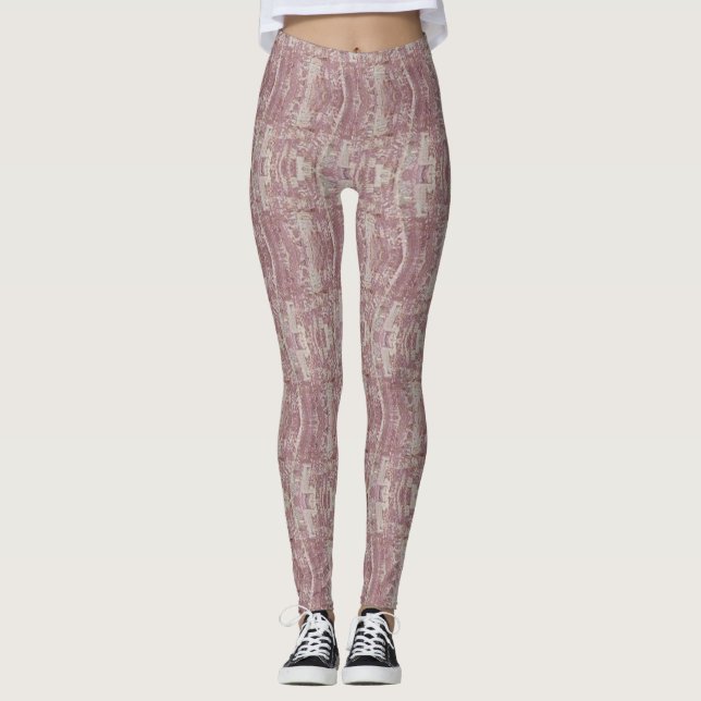 Dusty Rose Abstract Textured Pattern Leggings (Front)