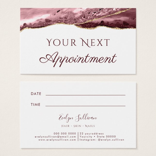dusty rose Agate Appointment Card (Front & Back)