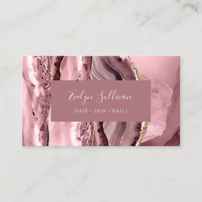 dusty rose agate business card (Front)