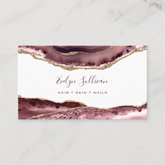 dusty rose Agate Business Card (Front)