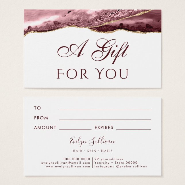 dusty rose Agate Gift Card (Front & Back)