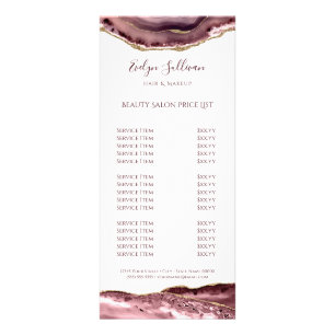 dusty rose agate price list rack card