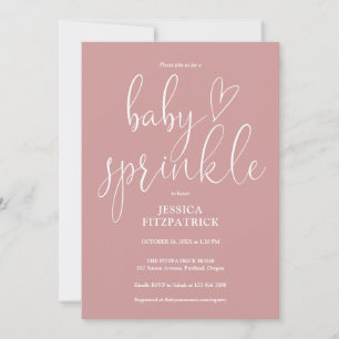 Dusty Rose All In One QR Code Baby Sprinkle Shower Invitation