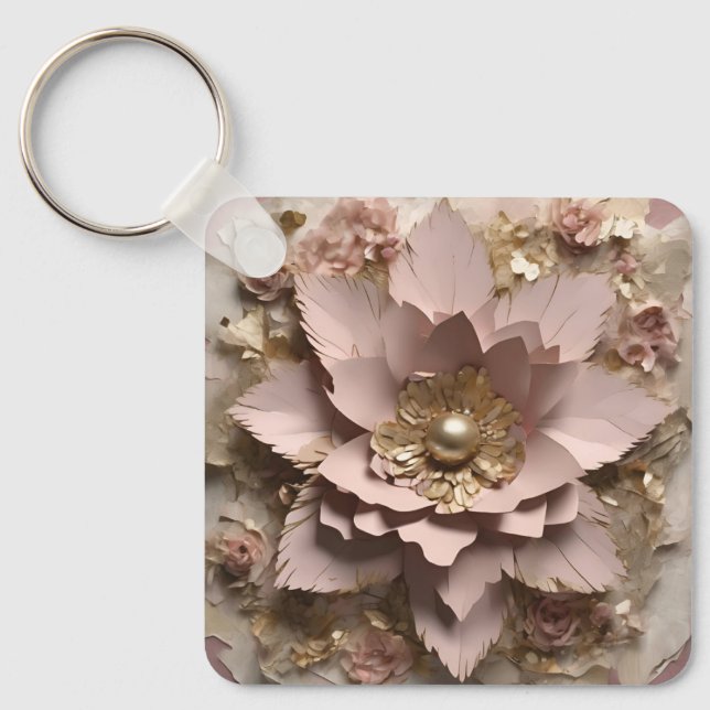 Dusty Rose Aluminium Squarre Keychain (Front)