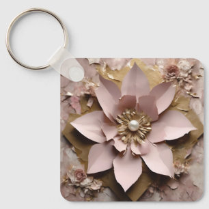 Dusty Rose Aluminum Square Keychain