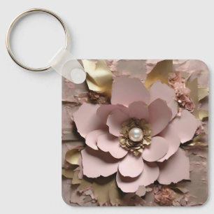 Dusty Rose Aluminum Square Keychain