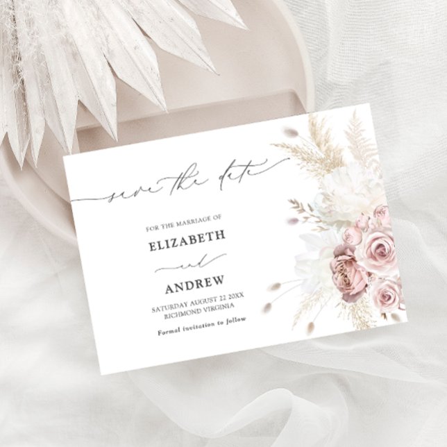 Dusty Rose and Blush Floral Save the Date (Creator Uploaded)