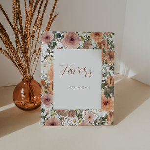 Dusty Rose and Burnt Orange Floral Favours Sign