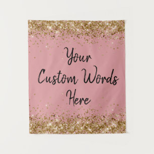 Dusty Rose and Gold Her Birthday Party Photo Booth Tapestry