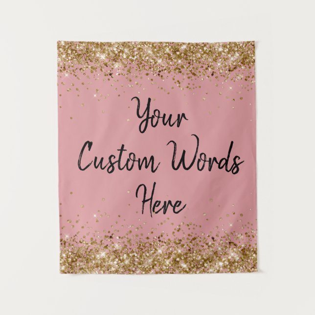 Dusty Rose and Gold Her Birthday Party Photo Booth Tapestry (Front)