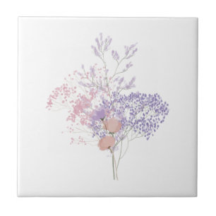 Dusty Rose and Lavender Delicate Wildflower Tile