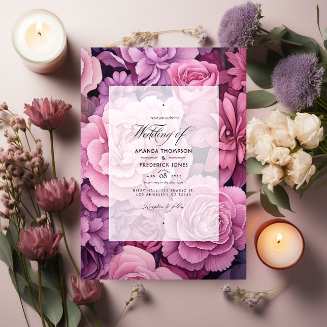 Dusty Rose and Mauve Floral Wedding Invitation (Creator Uploaded)