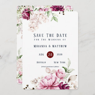 Dusty Rose and Pink Peony Save The Date Cards