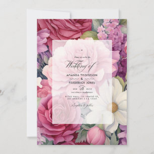 Dusty Rose and Sage Floral Wedding Invitation