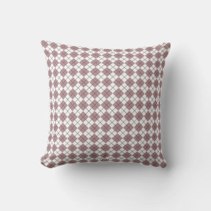 Dusty Rose and White Chequered Argyle Pattern Cushion
