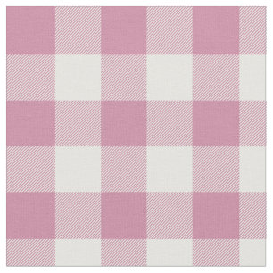Dusty Rose and White Gingham Plaid Fabric