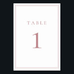Dusty Rose and White Minimalist Table Number<br><div class="desc">Dusty Rose and White Classic Minimalist Table Number - fully customisable. **PLEASE NOTE: To order,  simply adjust your table number and add each number to your cart separately. Then check out once you are finished.</div>