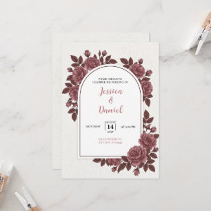 Dusty Rose Arch Floral Wedding Invitation