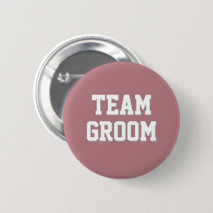 Dusty Rose Athletic Letters Team Groom 6 Cm Round Badge