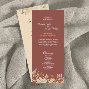 Dusty Rose Autumn Boho Wedding Program Programme