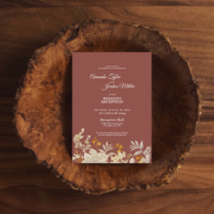 Dusty Rose Autumn Boho Wedding Reception Invitation