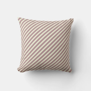 Dusty Rose B48E92, Beige Off White F5F5DC Stripes Cushion