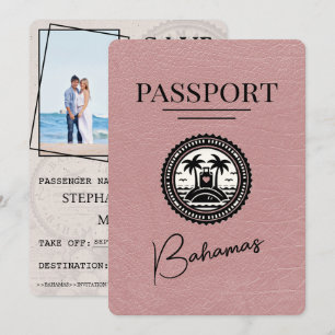 Dusty Rose Bahamas Passport Save The Date