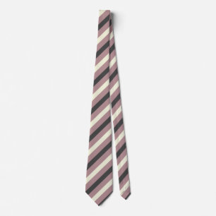 Dusty Rose, Beige & Charcoal Grey Stripes Tie