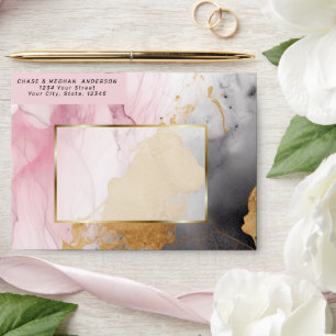 Dusty Rose Black Gold Abstract Envelope