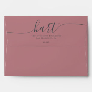Dusty Rose & Black Script Return Address Envelope