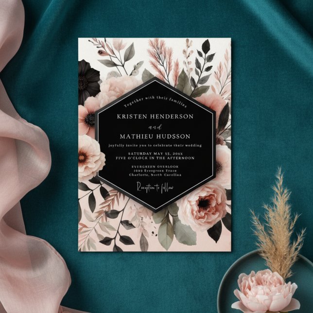 Dusty Rose Bloom Wedding Invitation (Creator Uploaded)