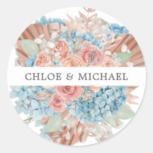 Dusty Rose Blue Hydrangea Wedding Envelope Seal