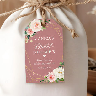 Dusty Rose Blush Floral Bridal Shower Thank You Gift Tags