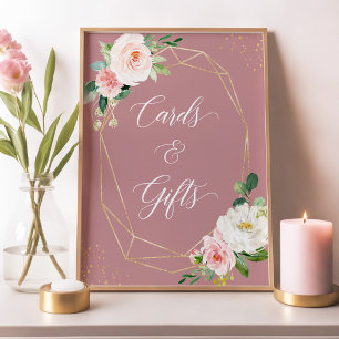 Dusty Rose Blush Floral Cards and Gifts Sign