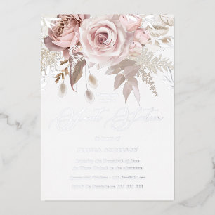 Dusty Rose & Blush Floral Silver Foil Sweet 16