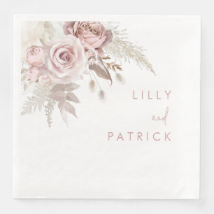 Dusty Rose & Blush Floral Wedding Engagement  Napkin