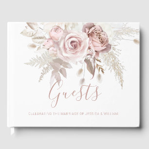 Dusty Rose & Blush Floral Wedding  Guest Book