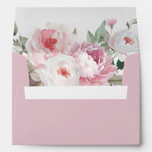Dusty Rose Blush Floral Wedding Invitation Envelope
