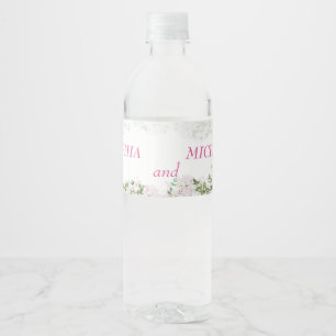 Dusty Rose Blush Floral Wedding Water Bottle Label