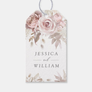 Dusty Rose Blush Ivory Floral Wedding Reception Gift Tags