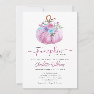 Dusty Rose Blush Mauve Little Pumpkin Baby Shower Invitation