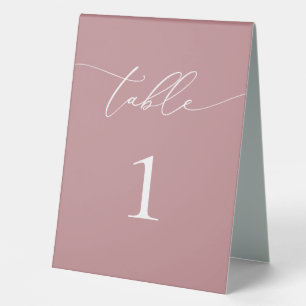 Dusty Rose Blush Minimalist Wedding Table Number