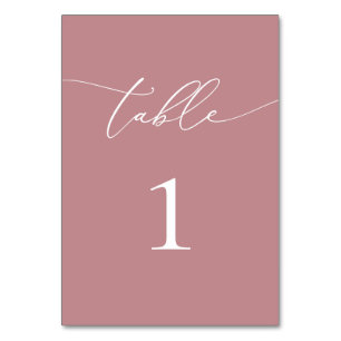 Dusty Rose Blush Minimalist Wedding Table Number